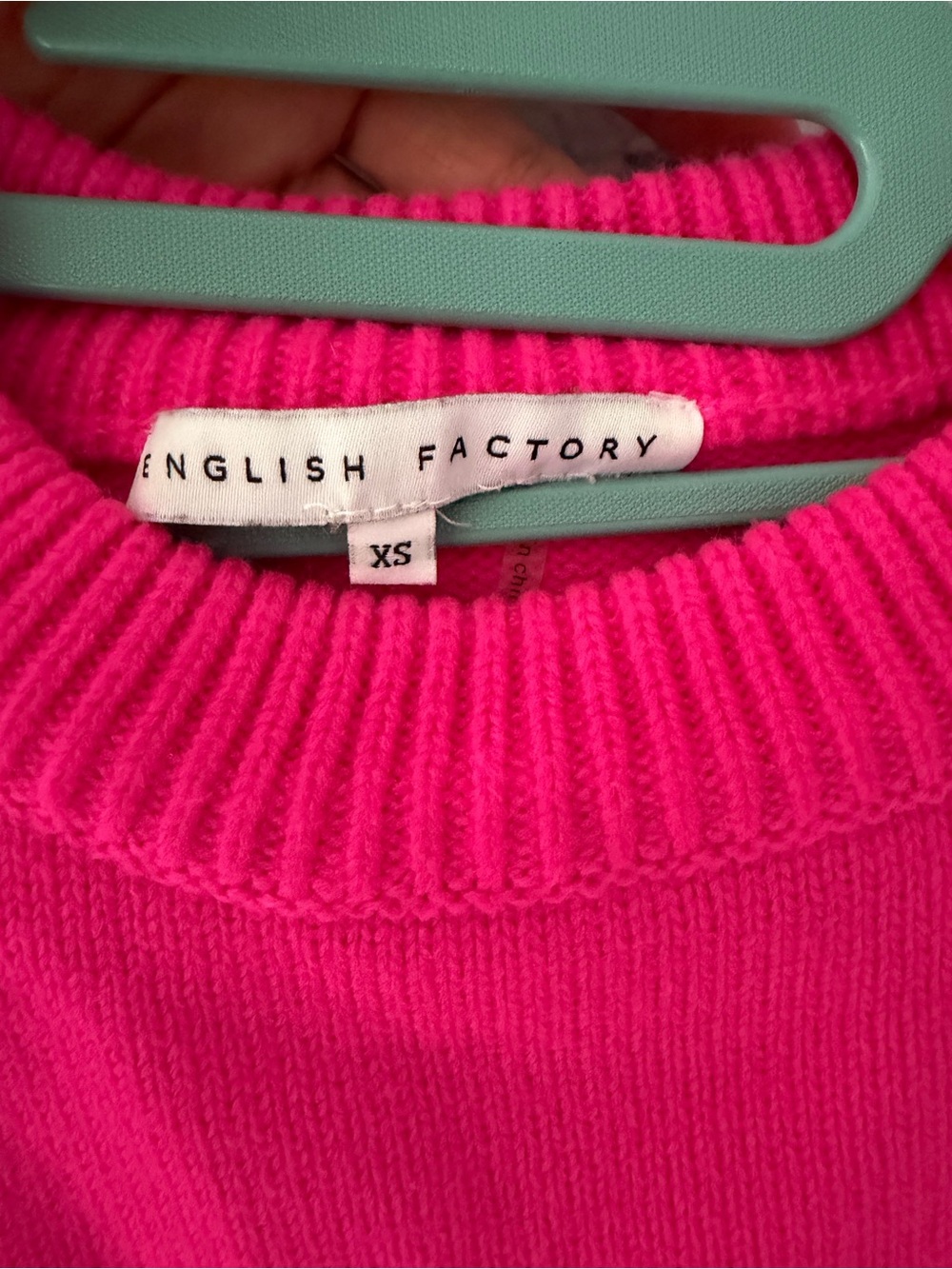 English Factory Bright Pink 'Saturday' Crewneck Sweater With Lime Lettering View 3